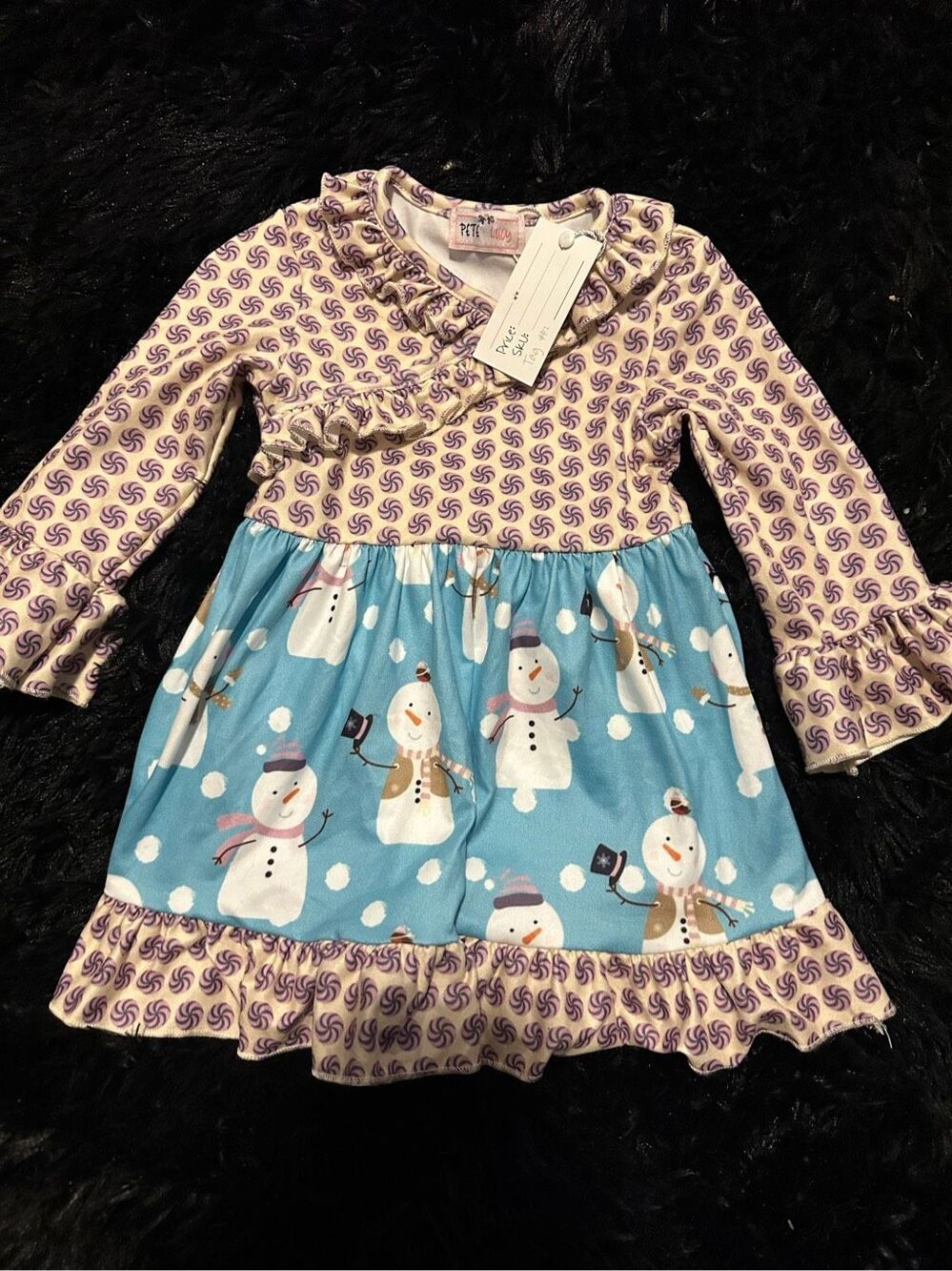Pete & Lucy Boutique Christmas Snowman Dress infant Girls 6-12 Months